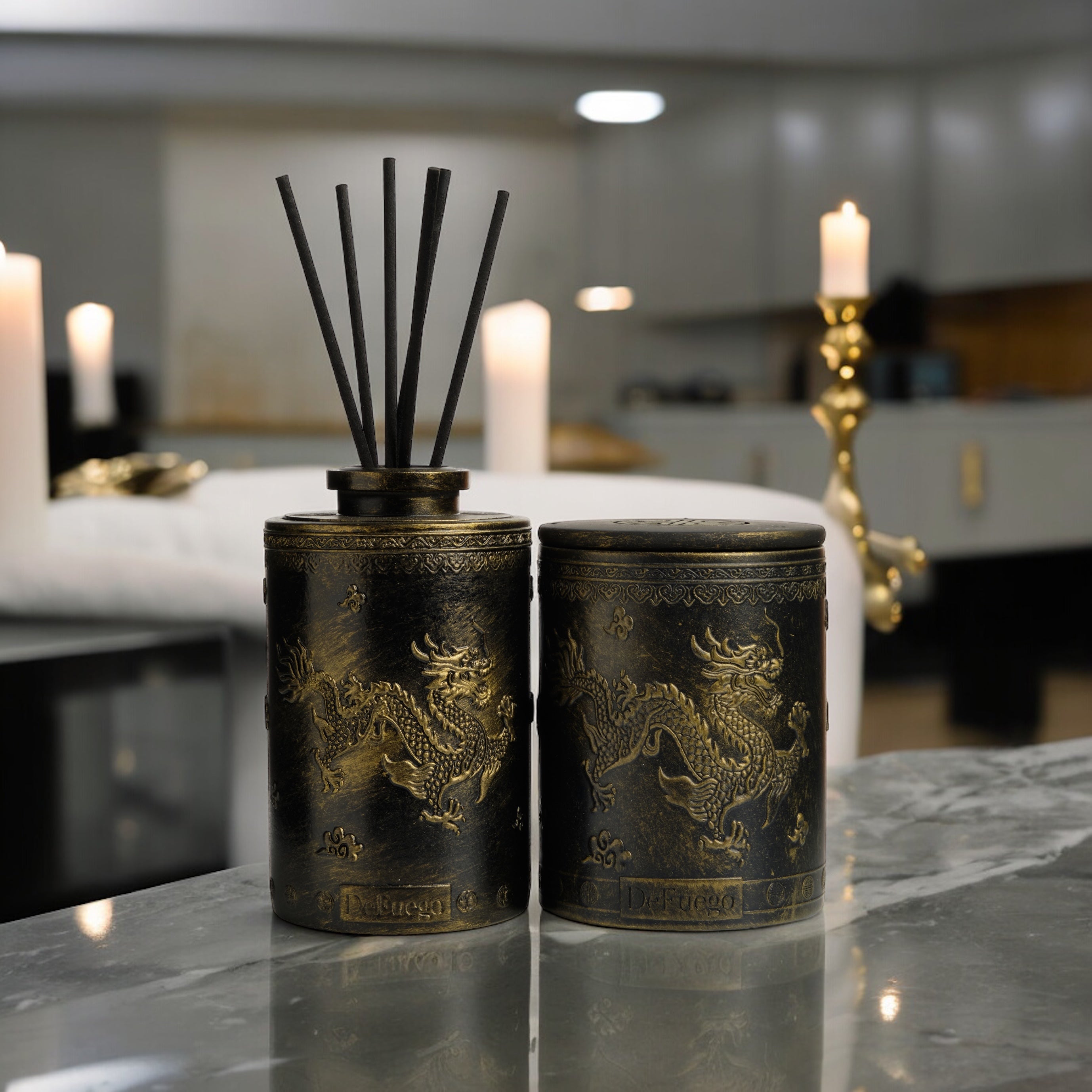 Ароматическая свеча "Изумрудный лес" DeFuego Китай сост.золото, 200 мл