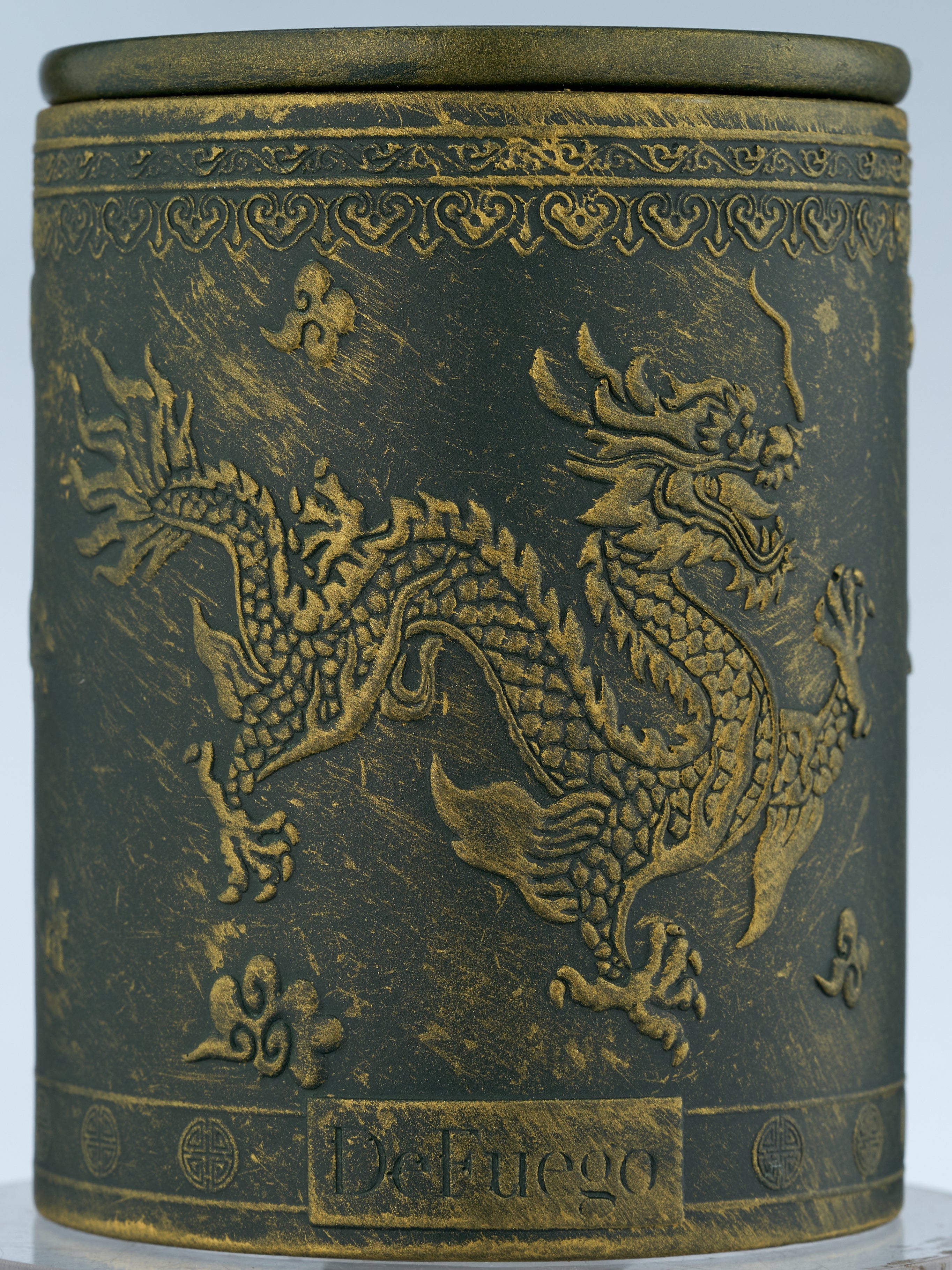 Ароматическая свеча "Рожденствеский вечер" DeFuego Китай зеленое.золото, 200 мл