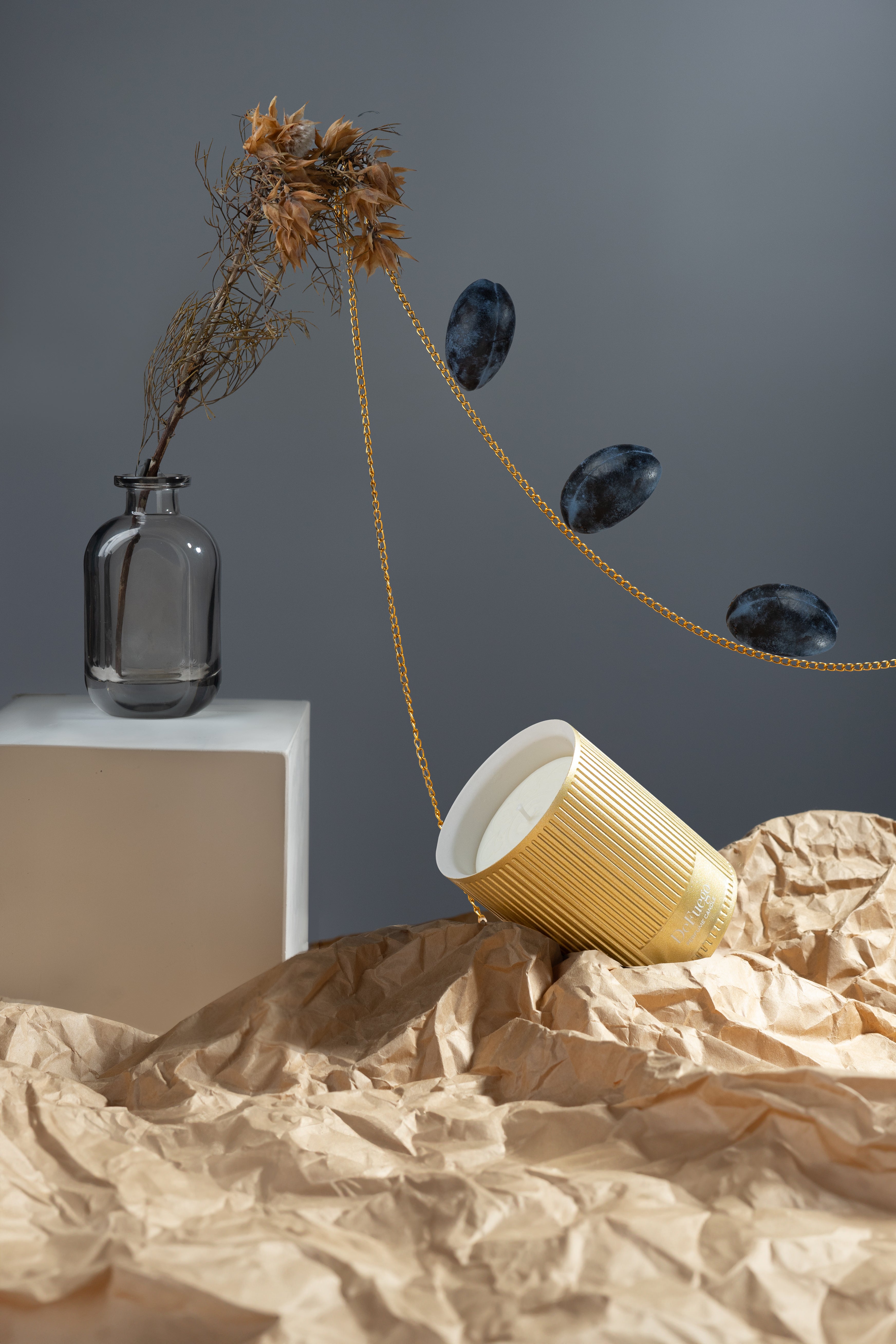 Ароматическая свеча "Цветущий кашмир" DeFuego Греция золото, 200 мл