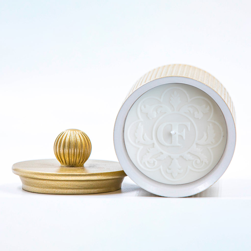 Ароматическая свеча "Цветущий кашмир" DeFuego Греция золото, 200 мл