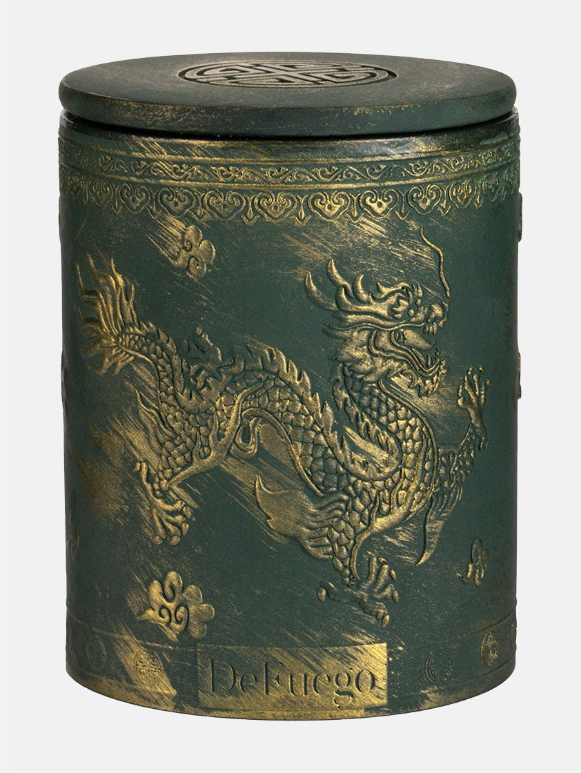 Ароматическая свеча "Рожденствеский вечер" DeFuego Китай зеленое.золото, 200 мл