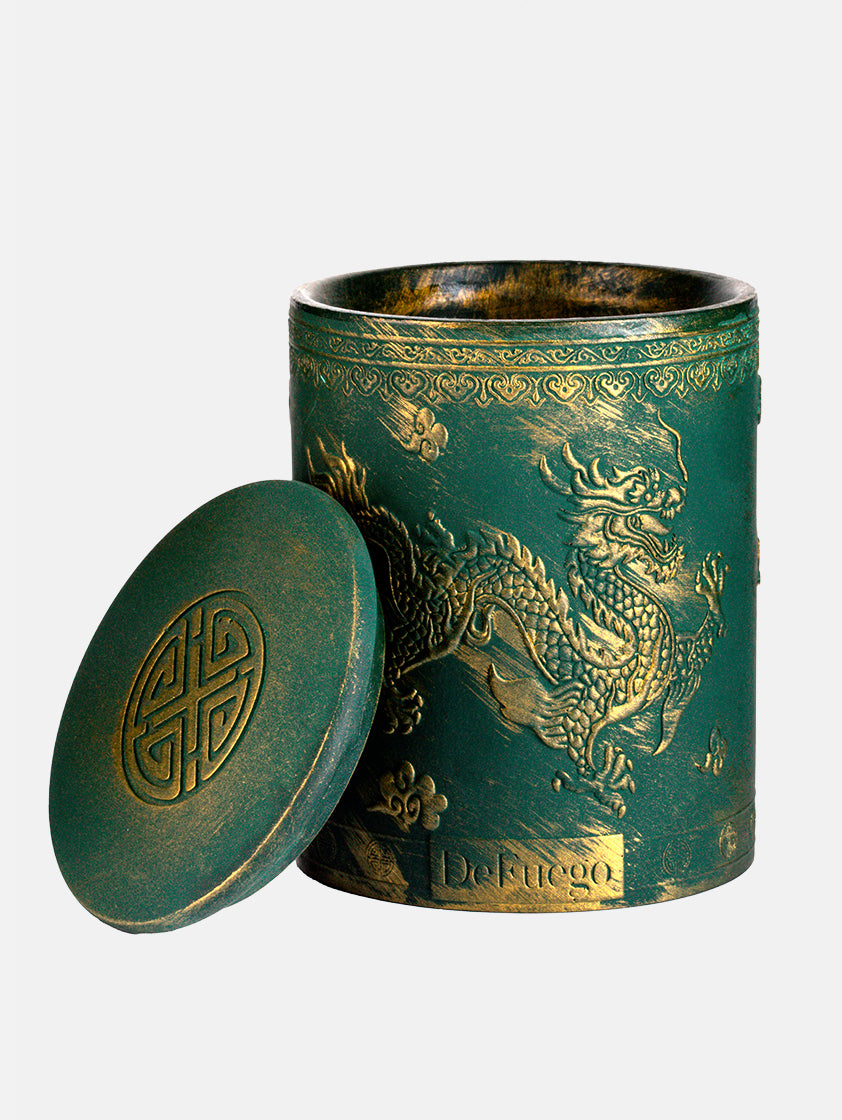 Ароматическая свеча "Рожденствеский вечер" DeFuego Китай зеленое.золото, 200 мл