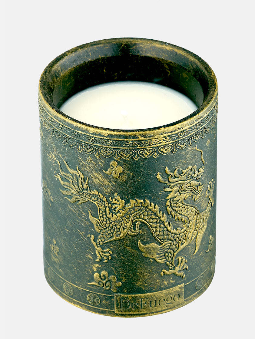Ароматическая свеча "Рожденствеский вечер" DeFuego Китай зеленое.золото, 200 мл