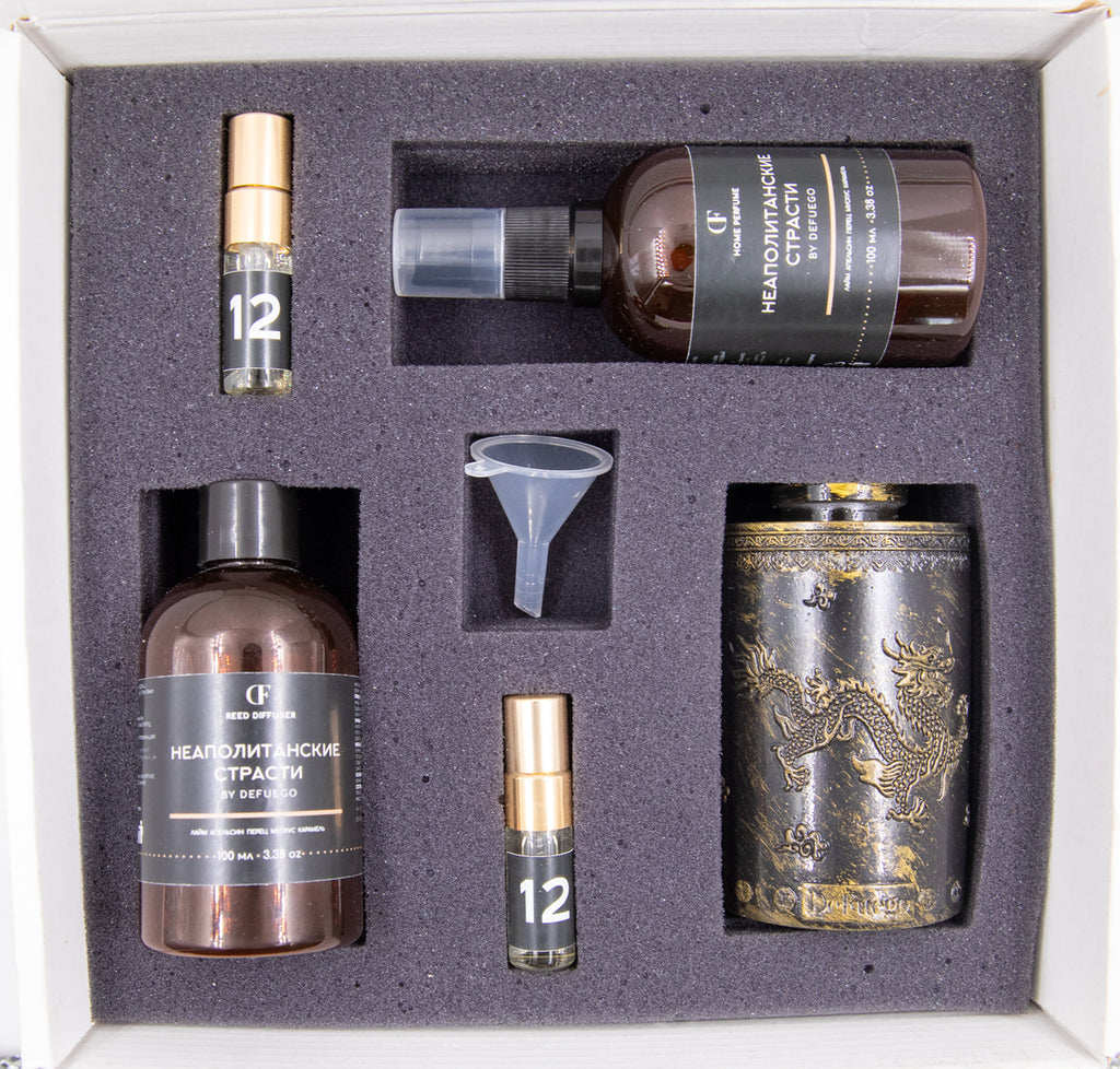 Набор «Шум Бангкока» — диффузор Дракон (состаренное золото) + текстильный спрей