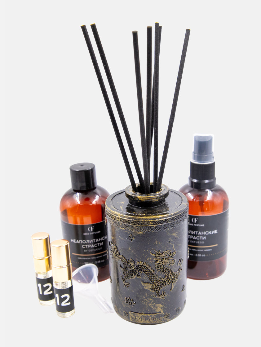 Набор «Шум Бангкока» — диффузор Дракон (состаренное золото) + текстильный спрей