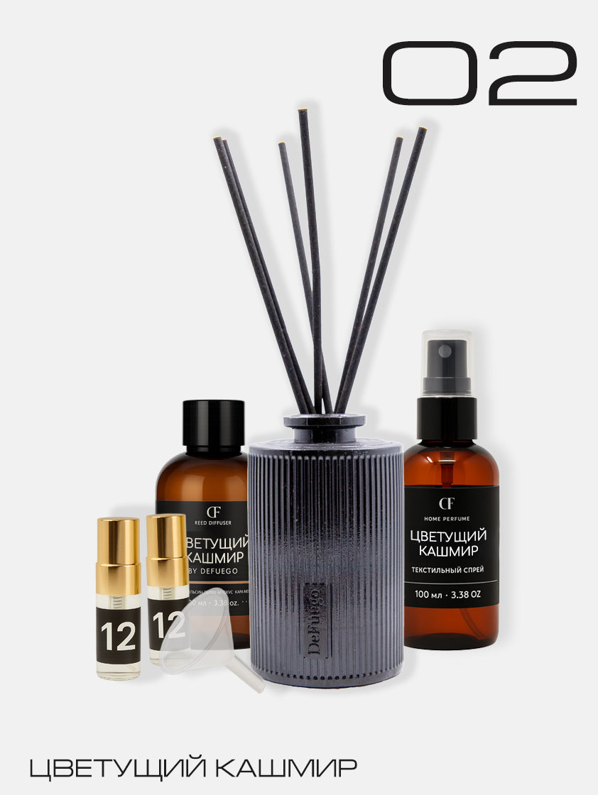 Набор «Цветущий кашмир» — диффузор Греция (черный) + текстильный спрей