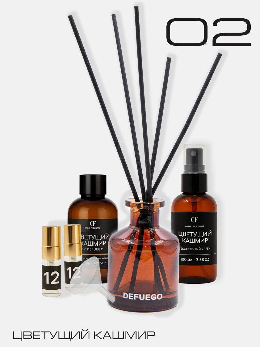 Набор «Цветущий кашмир»  — диффузор премиум стекло (коричневый) + текстильный спрей