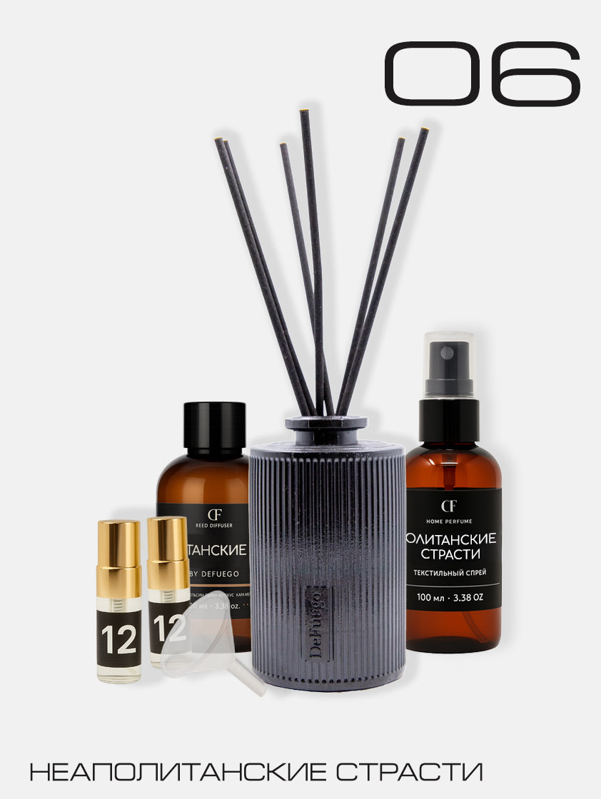 Набор «Неаполитанские страсти» — диффузор Греция (черный) + текстильный спрей