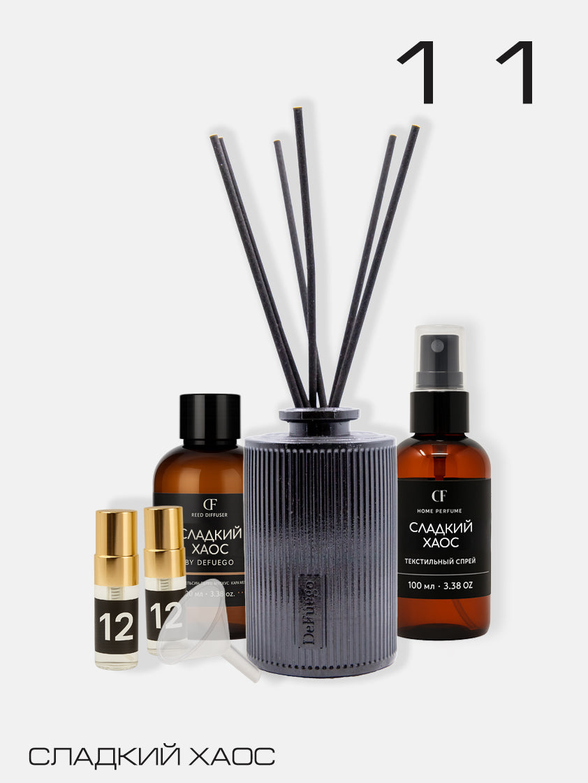 Набор «Сладкий Хаос» — диффузор Греция (черный) + текстильный спрей