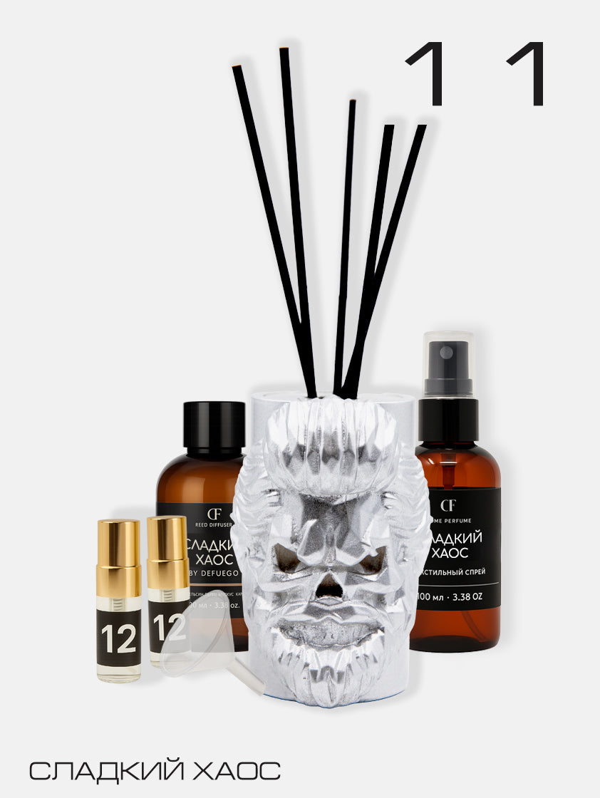 Набор «Сладкий Хаос» — диффузор Бородач (серебро) + текстильный спрей