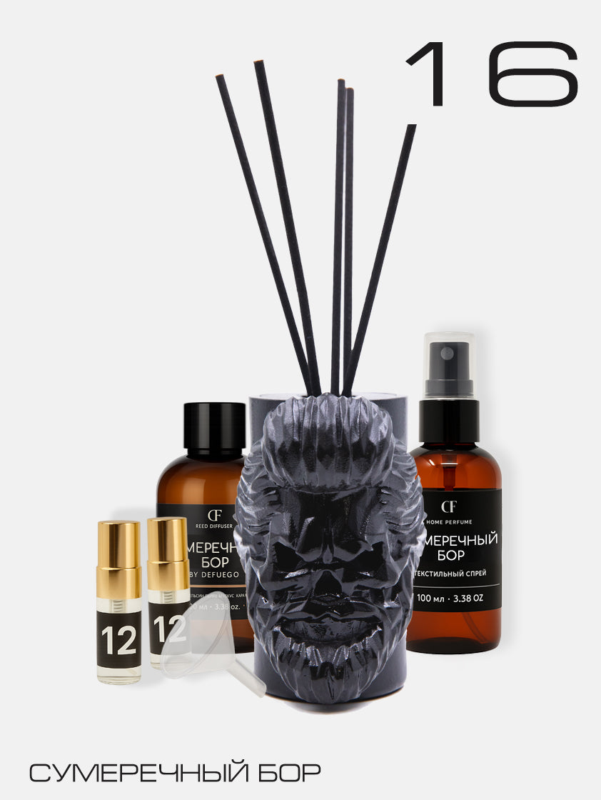 Набор «Сумеречный бор» — диффузор Бородач (черный) + текстильный спрей