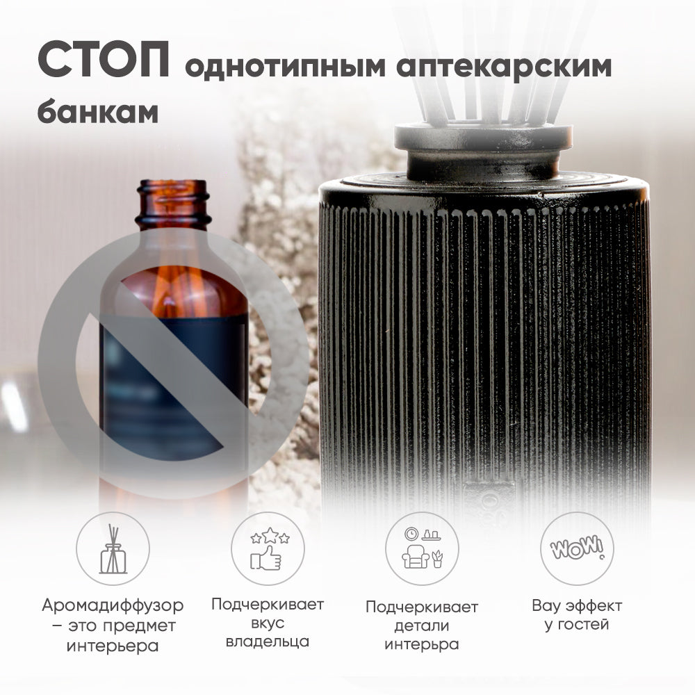 Набор «Сладкий Хаос» — диффузор Греция (черный) + текстильный спрей